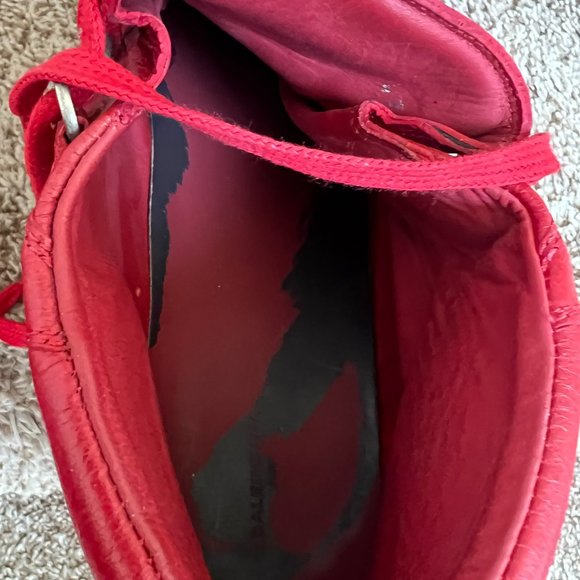 Balenciaga Arena Men's Red Leather High Top Sneakers. - Picture 7 of 14
